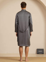 [Zwarte Ginkgo] SilkSilky-NL Long Sleeve Heren Pyjama Set 003