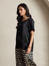 [Multi] SilkSilky-NL Pure Silk Korte Mouw Ronde Hals Dames Pyjama Set 004