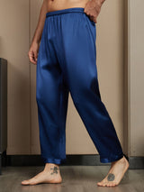 [Donkerblauw] SilkSilky-NL Pure Silk Mens Sleep Bottoms 004