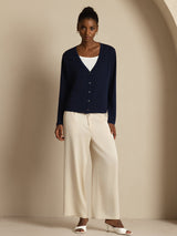 [Donkerblauw] SilkSilky-NL Long Sleeve Dames Cardigan 008