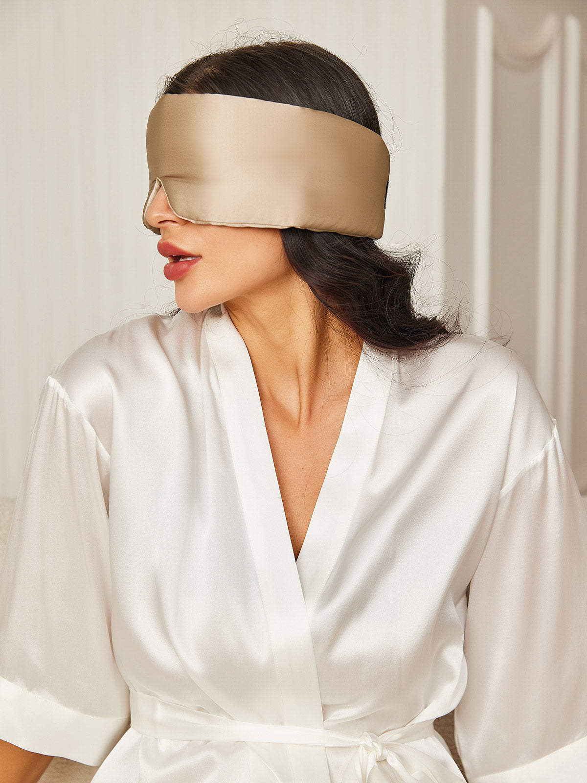 [Beige] SilkSilky-NL 19Momme Eye Mask 002