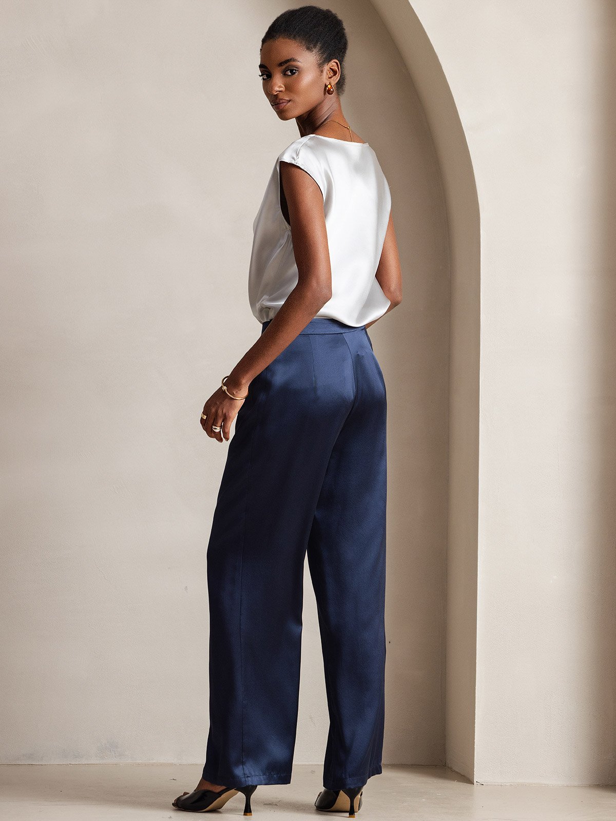 [Donkerblauw] SilkSilky-NL 19Momme Zijde Womens Pants 003,