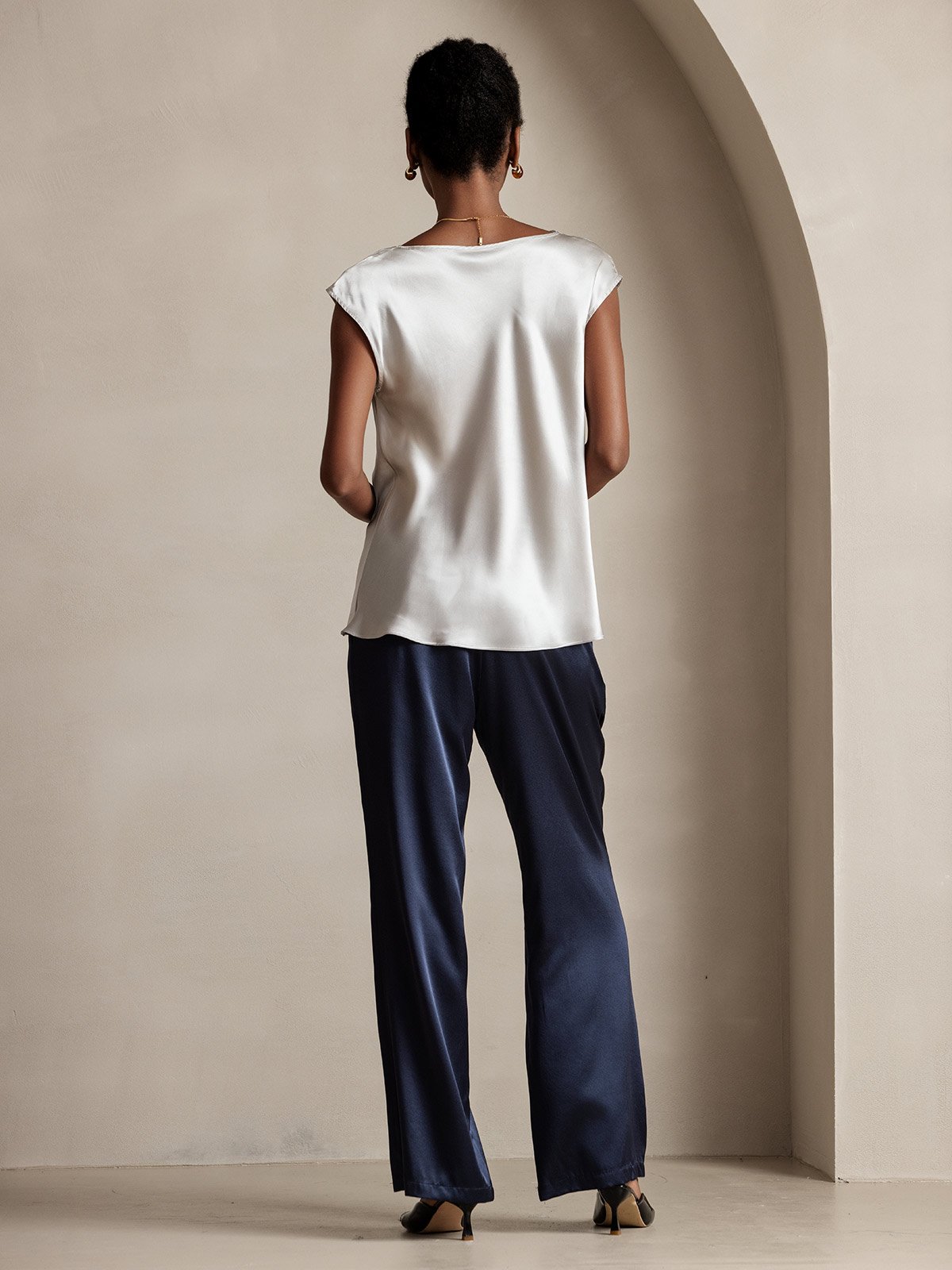 [Lichtgrijs] SilkSilky-NL 19Momme Zijde Mouwloos Womens T-Shirt 002