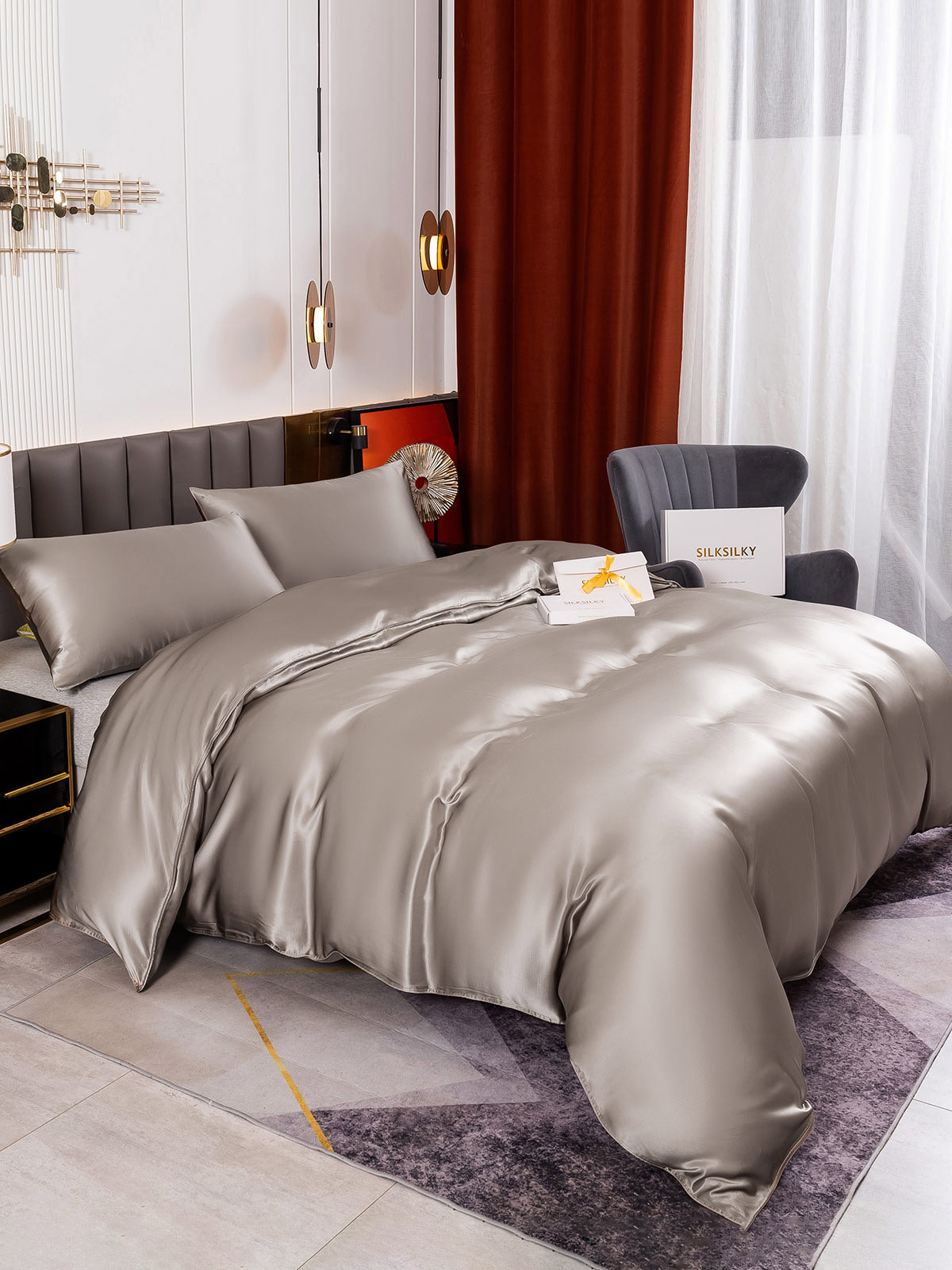 [Grijs] SilkSilky-NL 19Momme Bedding Set 004