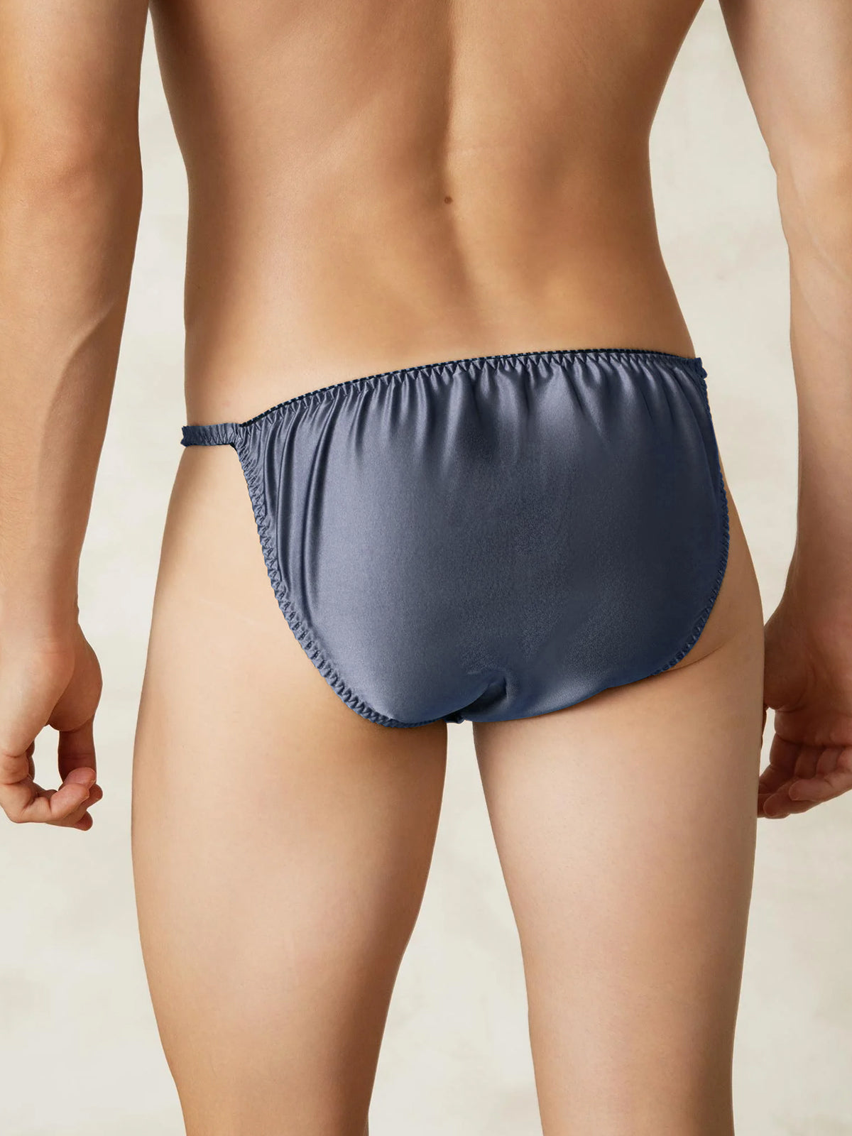[Grijsachtig Blauw] SilkSilky-NL Zijde Mens Underwear 002