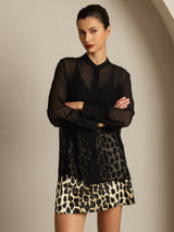 [Zwart] SilkSilky-NL Zijde Womens Shirt 006