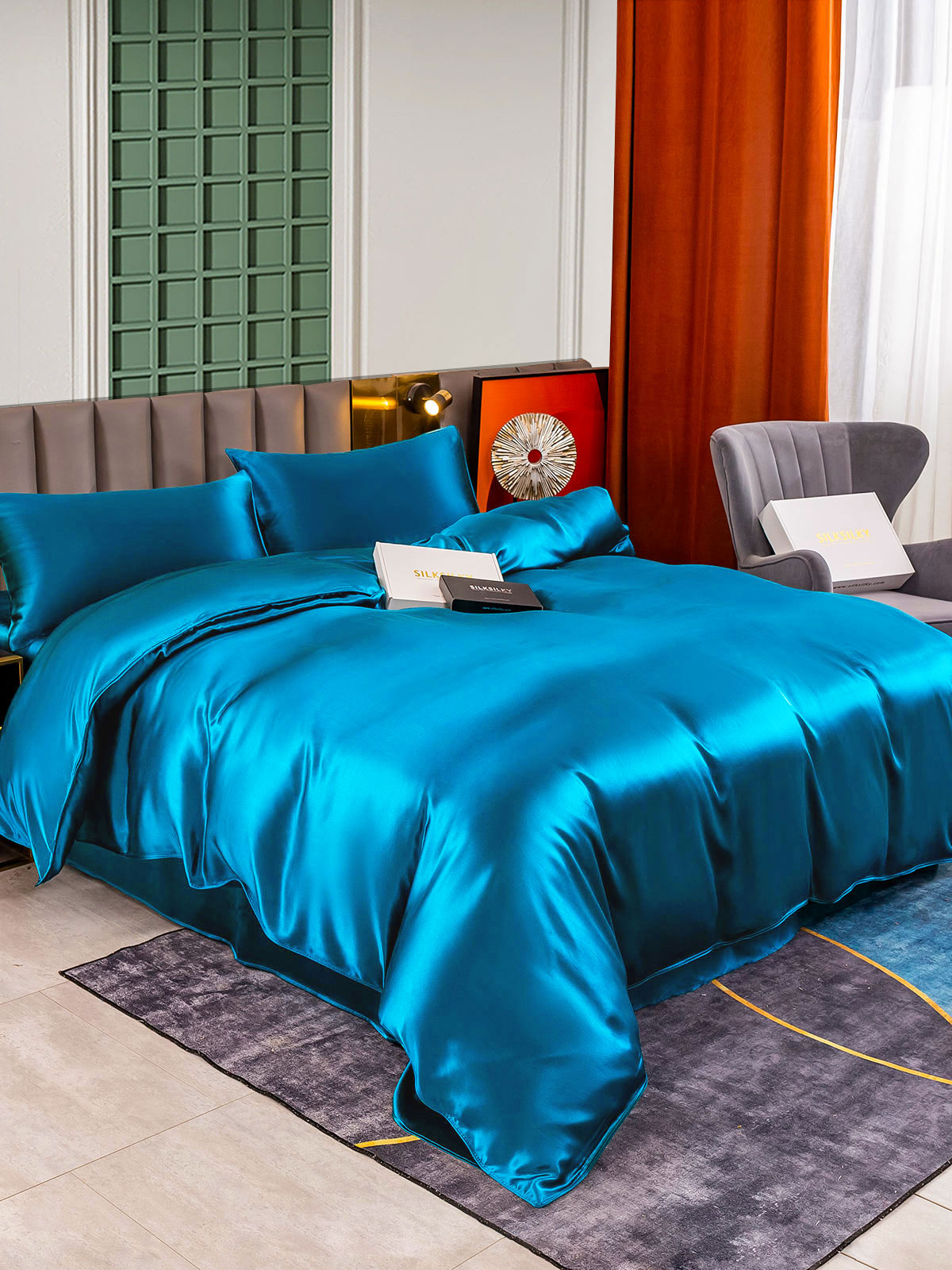[Koningsblauw] SilkSilky-NL 25Momme Bedding Set 004