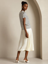 [Witte Streep] SilkSilky-NL Short Sleeve Crew Hals Dames T-Shirt 006