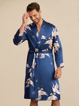 [Donkerblauw] SilkSilky-NL 19Momme Mens Robe 002