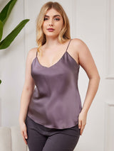 [Paars Grijs] SilkSilky-NL Spaghetti Bandjes V Hals Grote maten Cami-Top 004