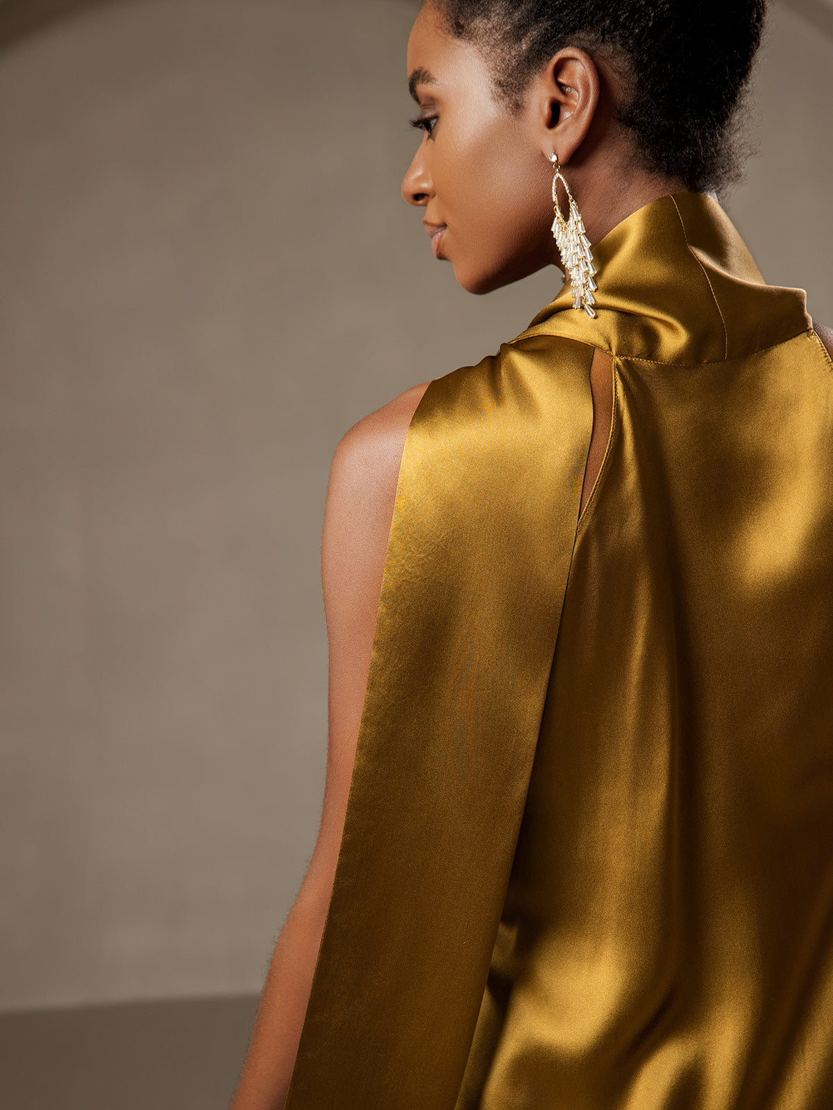 [Bruin] SilkSilky-NL 19Momme Mouwloos Jurk 002