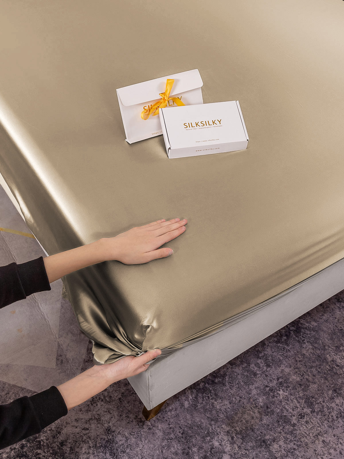 [Khaki] SilkSilky-NL 19Momme Sheet 007