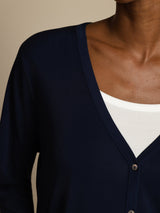 [Donkerblauw] SilkSilky-NL Long Sleeve Dames Cardigan 007