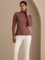 [Cameo Roze] SilkSilky-NL Long Sleeve Turtle Neck Dames T-Shirt 003