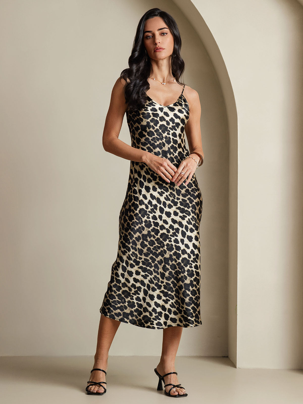 [Leopard] SilkSilky-NL Ronde Hals Jurk 003