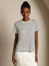 [WitteStreep] SilkSilky-NL Zijde Ronde Hals Dames T-Shirt 003
