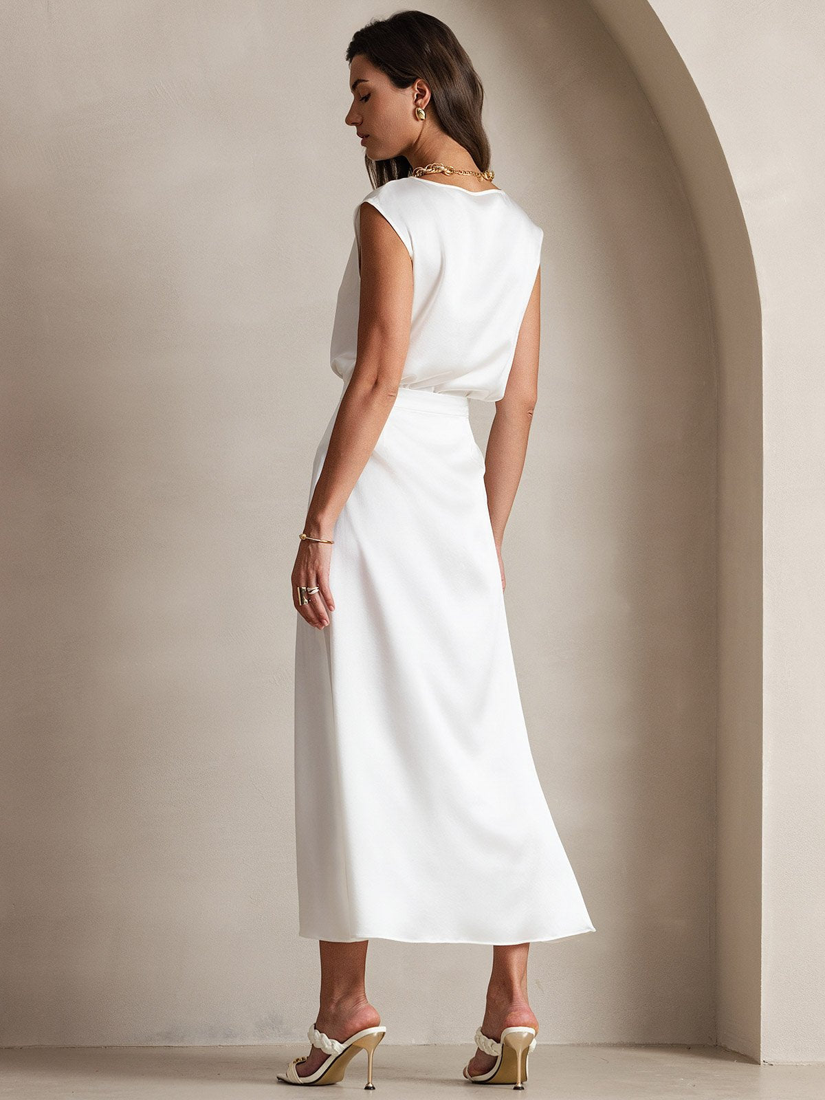 [Wit] SilkSilky-NL 19Momme Zijde Skirt 004