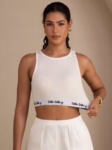 [Wit] SilkSilky-NL Sleeveless Crew Neck Cami-Top 003