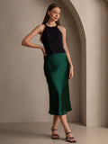 SilkSilky-NL 19Momme Skirt Donkergroen 003