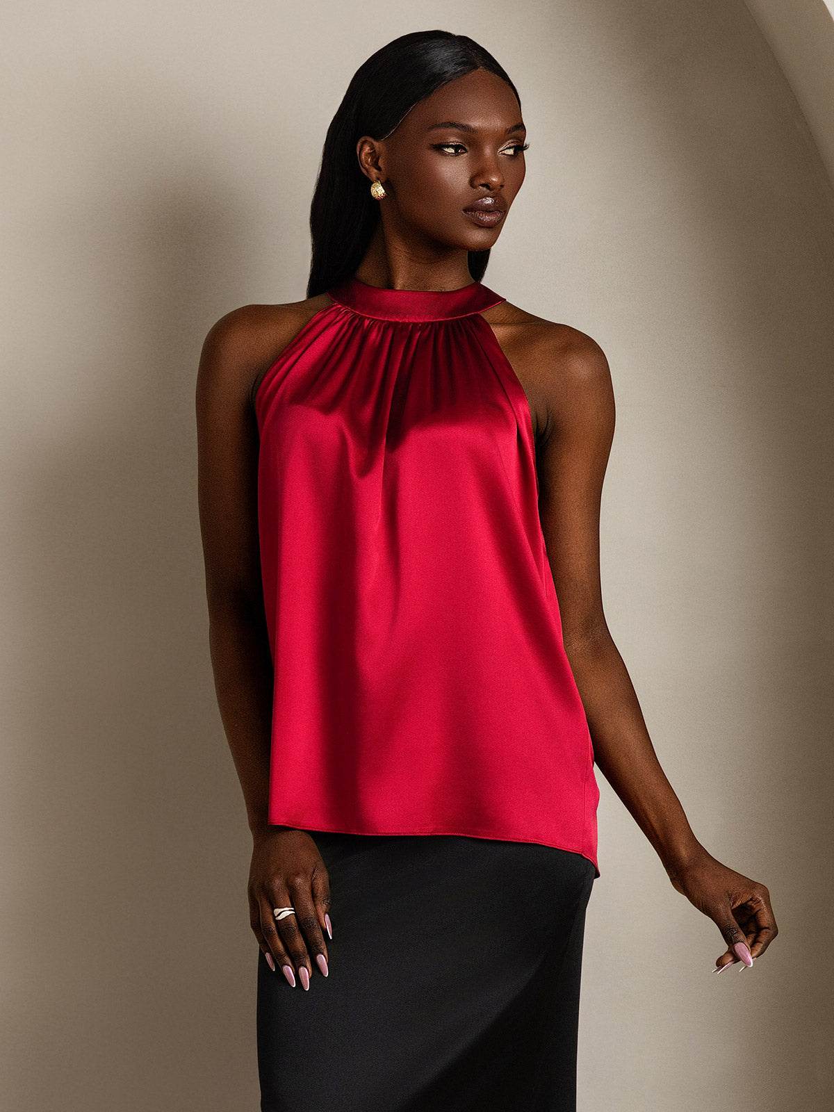 [Wijn] SilkSilky-NL 19Momme Zijde Womens T-Shirt 006