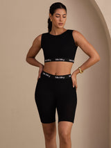 [Zwart] SilkSilky-NL Sleeveless Crew Neck Women's Outfit Sets 003