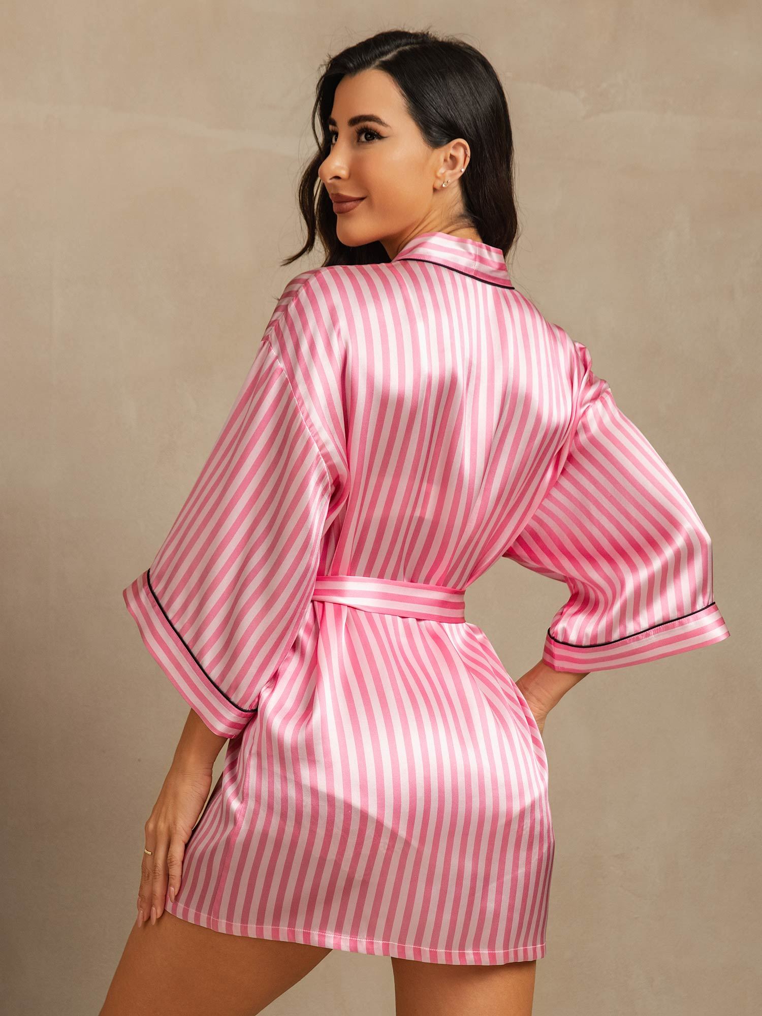 [Roze] SilkSilky-NL Zijde Womens Robe 002