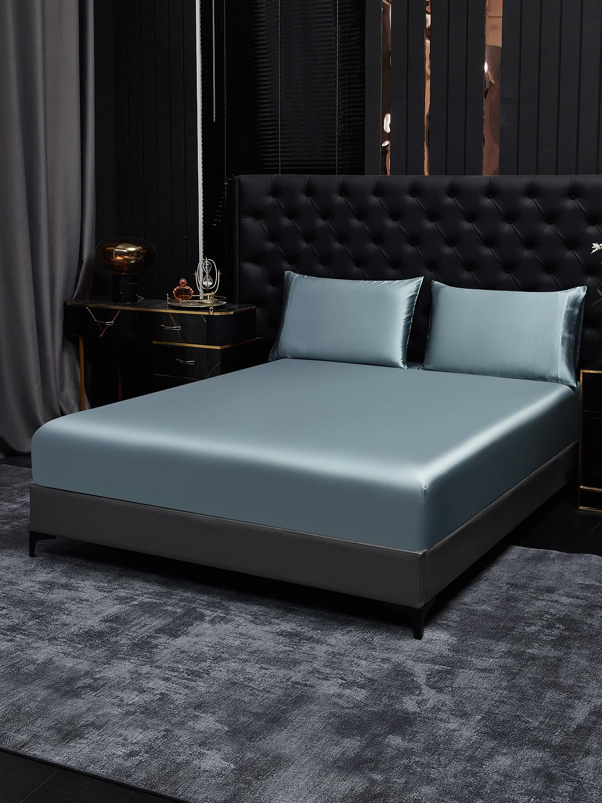 [Grijsachtig Blauw] SilkSilky-NL 19Momme Bedding Set 001