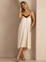 [Rijstbeige] SilkSilky-NL V Neck Jurk 005