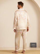 [Champagne] SilkSilky-NL Long Sleeve Notch Collar Heren Pyjama Set 002