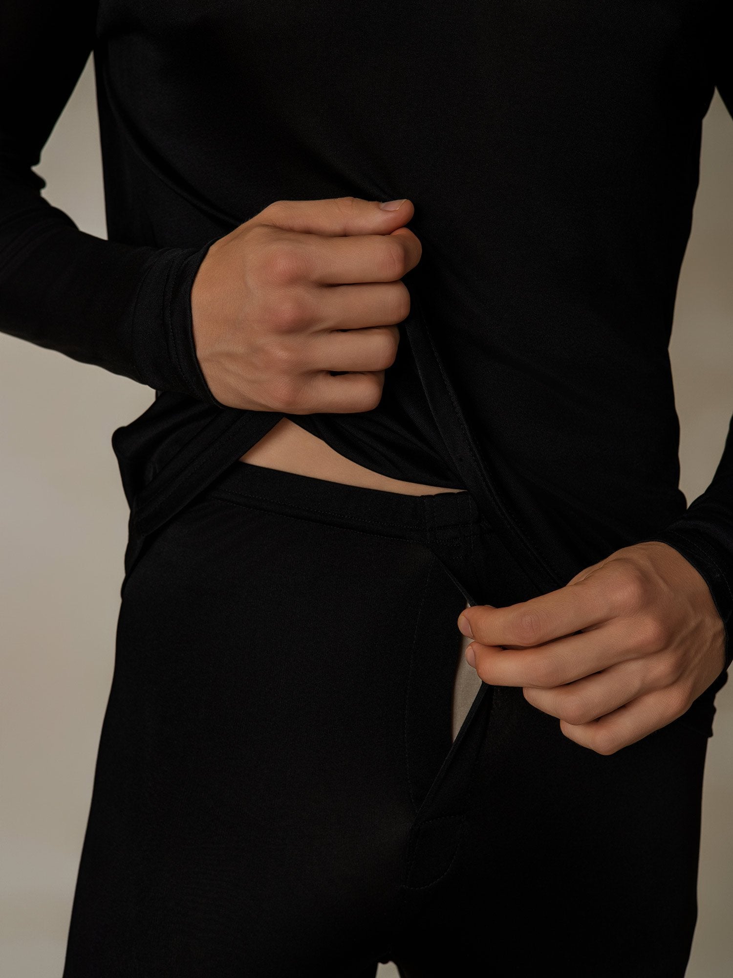 [Zwart] SilkSilky-NL Zijde Mens Pajamas 005
