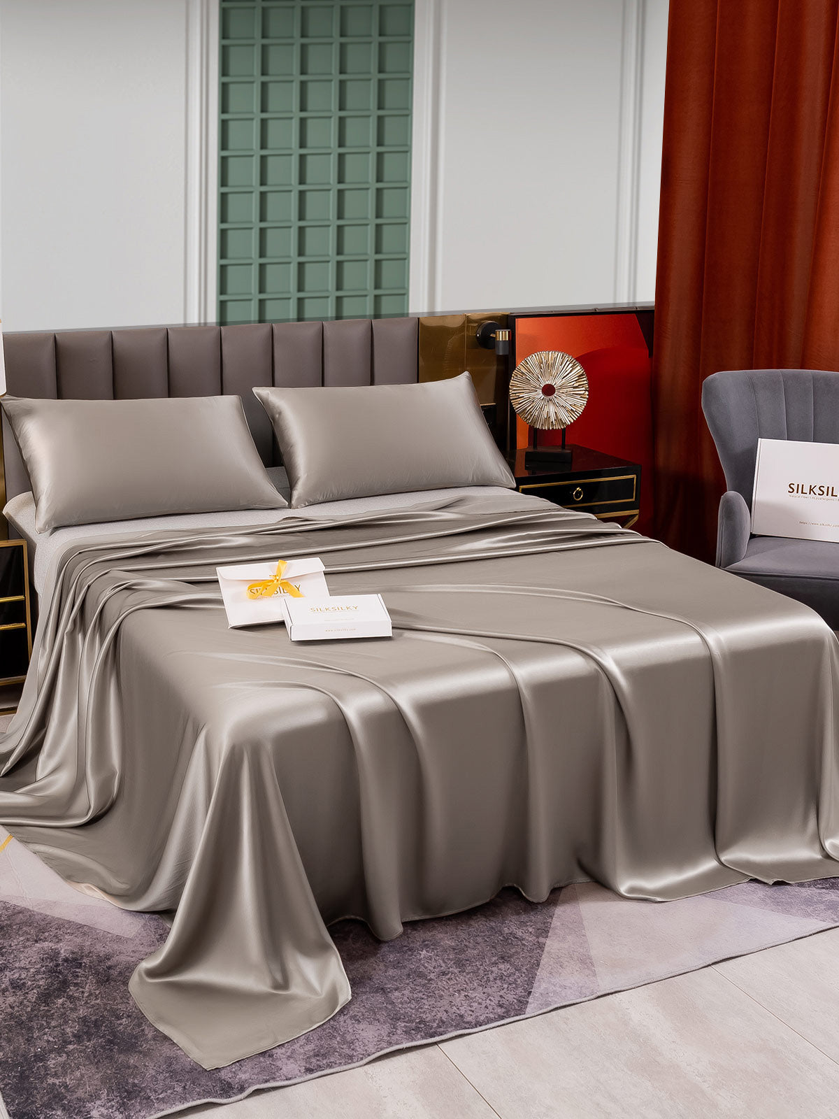 [Grijs] SilkSilky-NL 25Momme Bedding Set 003