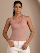 [Roze] SilkSilky-NL Sleeveless Deep V Neck Cami-Top 001