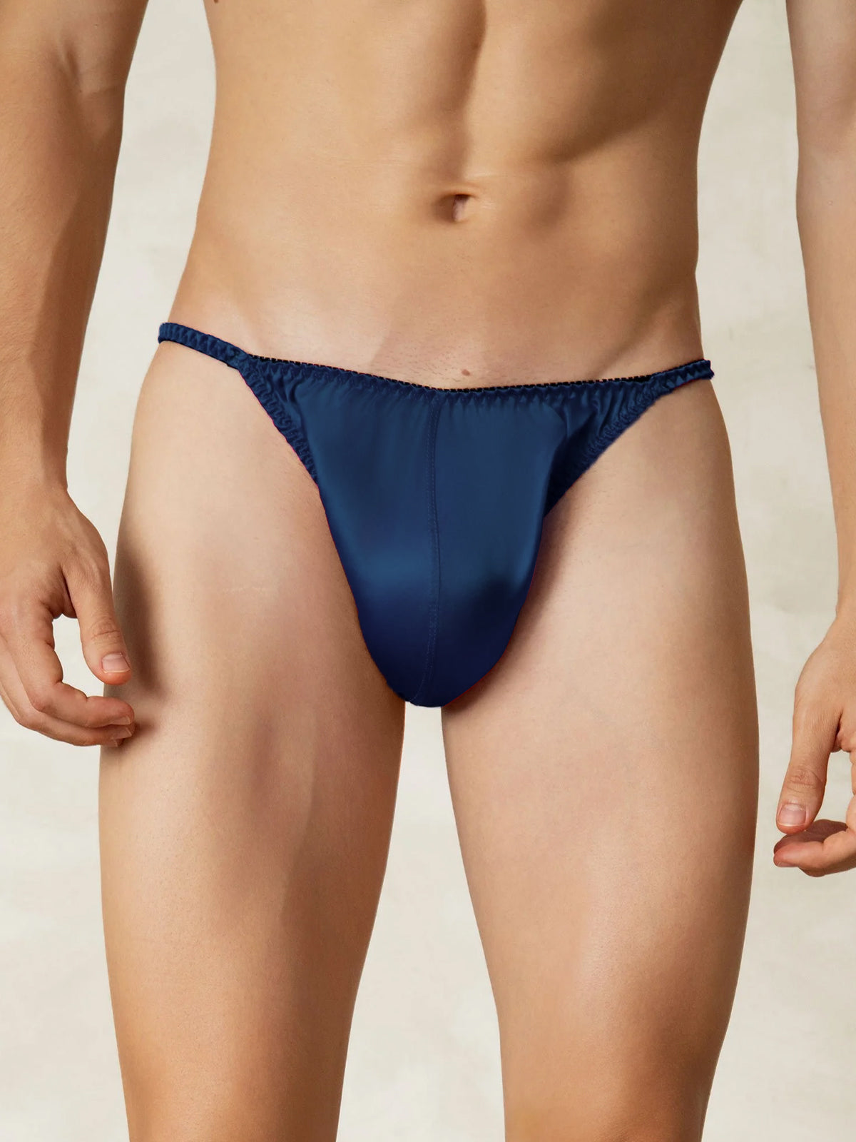 [Donkerblauw] SilkSilky-NL Zijde Mens Underwear 003