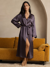 [Paars Grijs] SilkSilky-NL Long Sleeve Dames Kamerjas 005