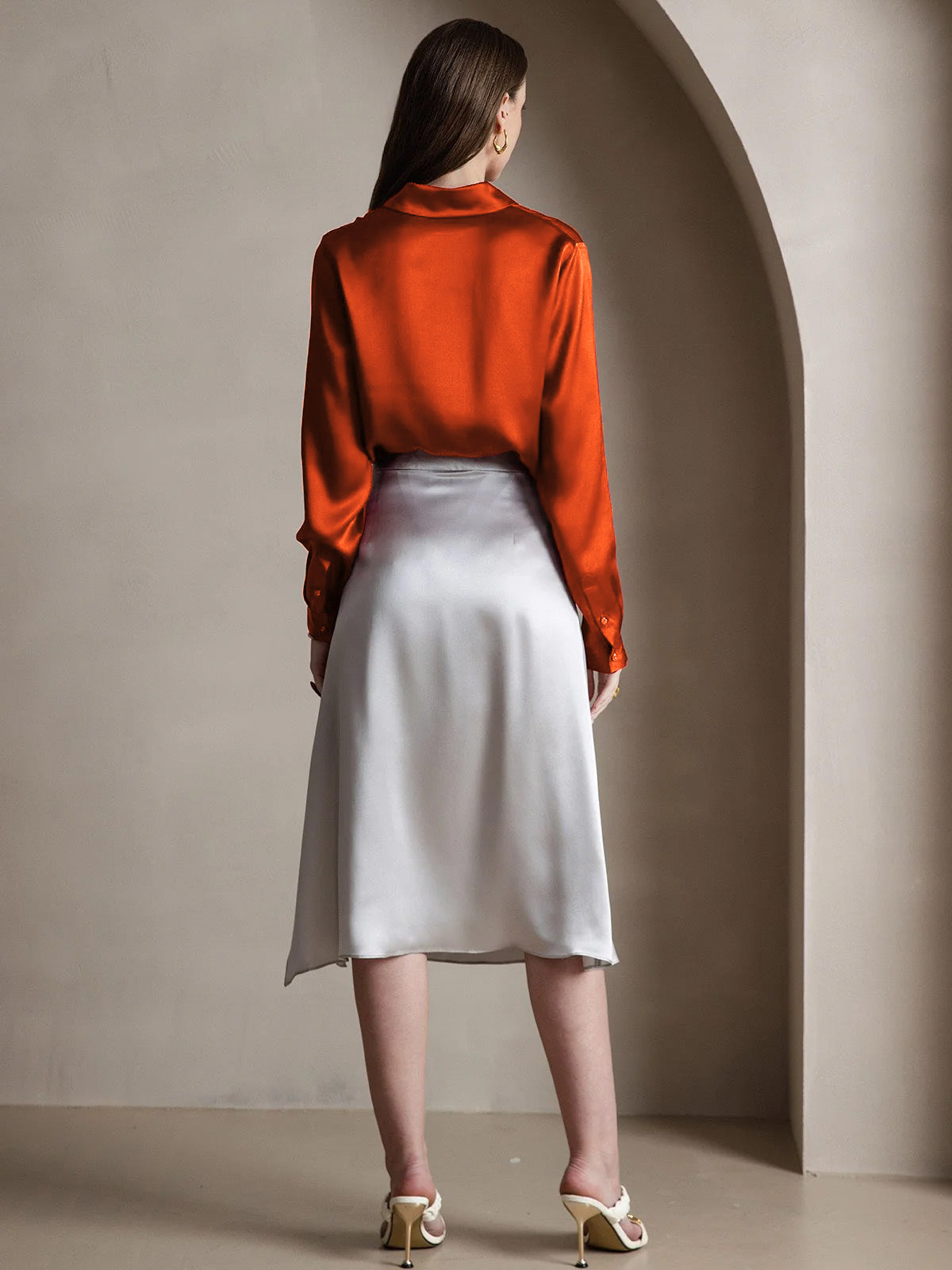 [Karamel] SilkSilky-NL 19Momme Zijde Lapel Collar Dames Blouse 003
