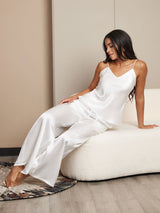 [Wit] SilkSilky-NL Spaghetti Bandjes V Hals Cami-Set 003
