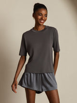 [Grijs] SilkSilky-NL Half Sleeve Crew Hals Dames T-Shirt 008