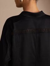 [Zwart] SilkSilky-NL Long Sleeve Lapel Collar Blouse 005