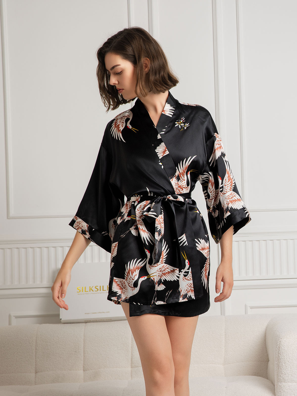 [Zwart] SilkSilky-NL Diepe V-Hals Dames Kamerjas 001