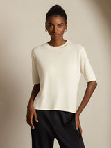 [Beige] SilkSilky-NL Half Sleeve Crew Hals Dames T-Shirt 006
