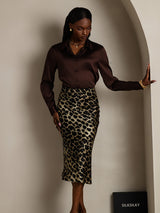 [Pure Chocolade] SilkSilky-NL Long Sleeve Lapel Collar Dames Blouse 006
