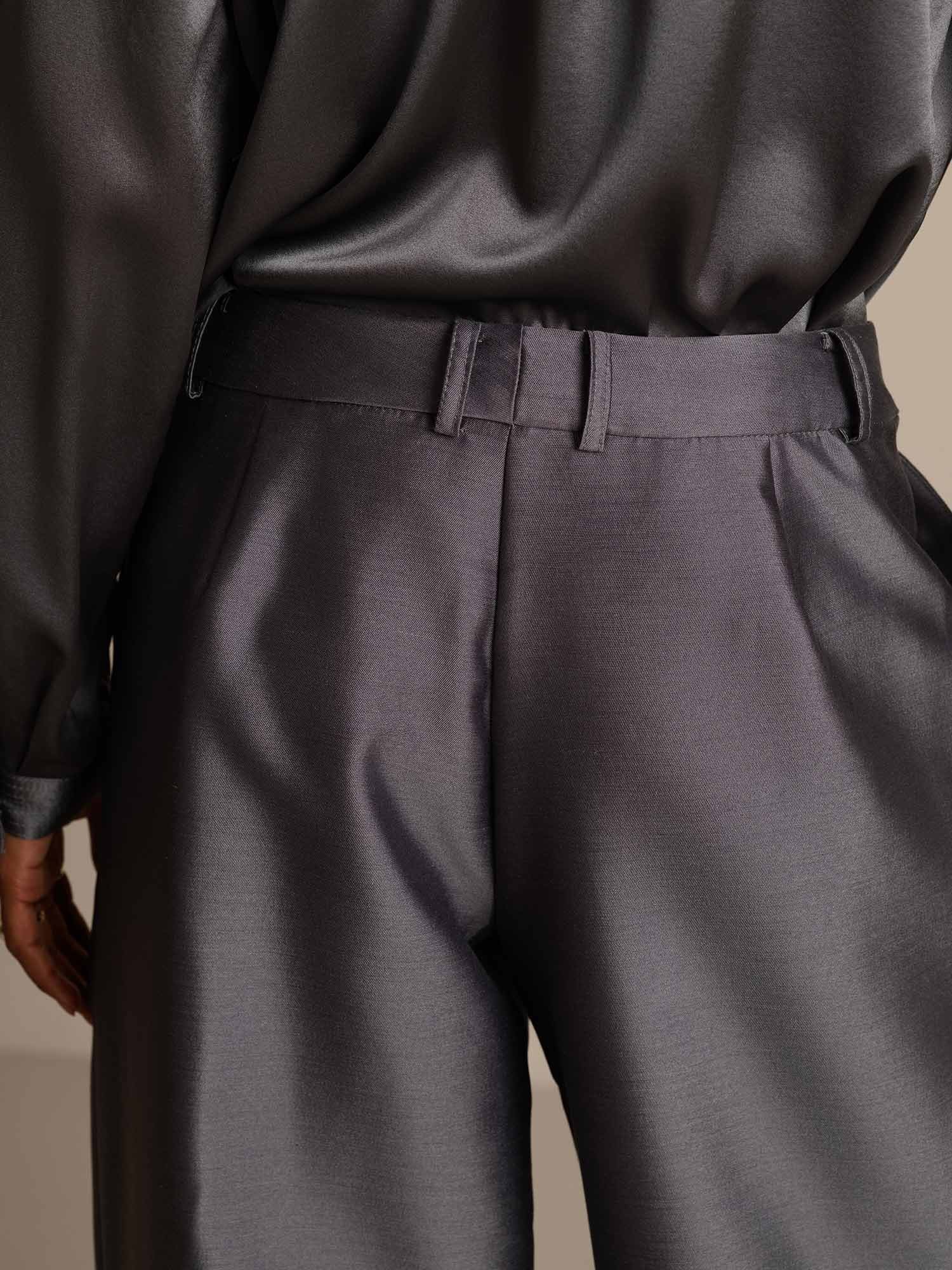 [Grijs] SilkSilky-NL 32Momme Silk-Wool Blend Womens Pants 005,