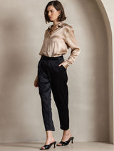 [Champagne] SilkSilky-NL Long Sleeve Lapel Collar Dames Blouse 008