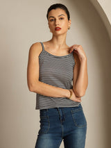 [Zwarte Streep] SilkSilky-NL Square Neck Cami-Top 003