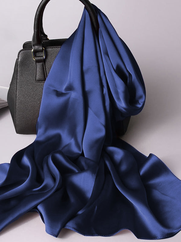 [Donkerblauw] SilkSilky-NL Sjaal 005