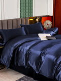 SilkSilky NL 25Momme Pure Silk Bedding Set Donkerblauw 005