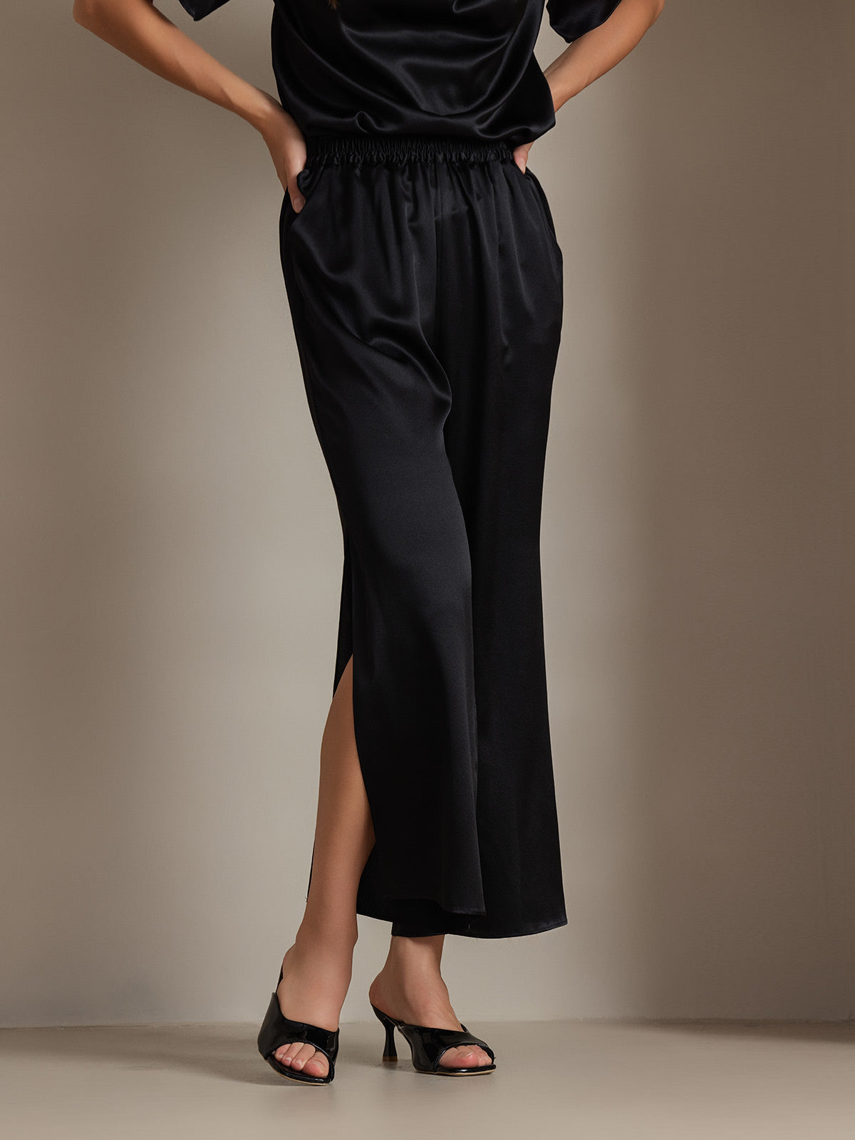 [Zwart] SilkSilky-NL 19Momme Zijde Womens Pants 004