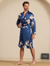 [Donkerblauw] SilkSilky-NL 19Momme Mens Robe 006