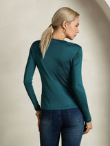 [Posy Groen] SilkSilky-NL Lange Mouw Ronde Hals Dames T-Shirt 002