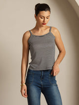 [Zwarte Streep] SilkSilky-NL Square Neck Cami-Top 004